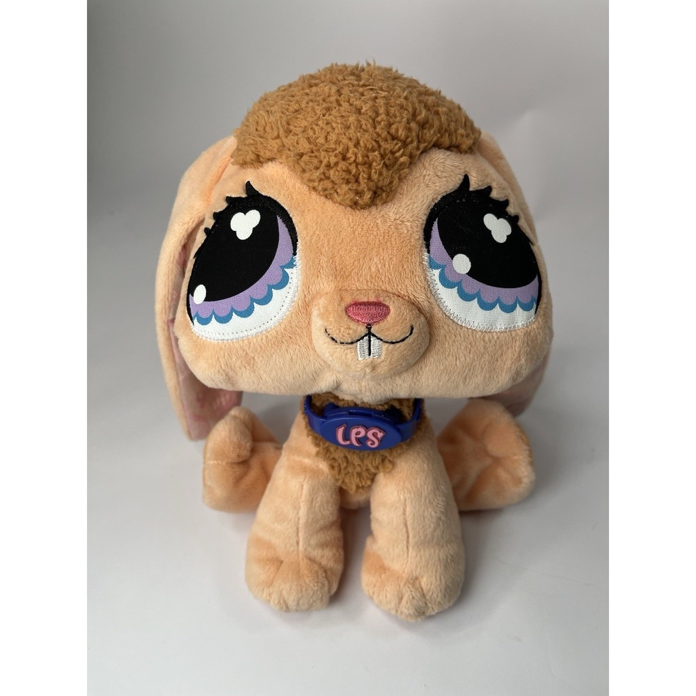 Littlest Pet Shop Bunny LPS Stuffed Plush Peach 2007 Hasbro Animal 8" 63989
